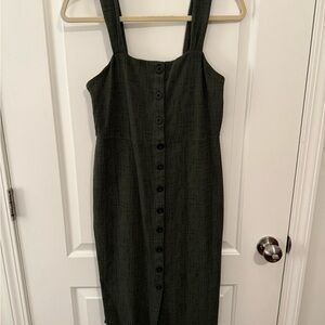 Madewell Dark Green Button-Down Midi Dress